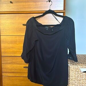 Theory off the shoulder silk blouse